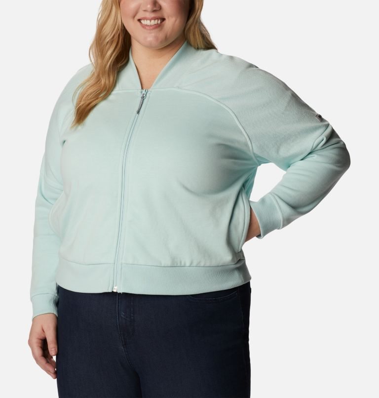 Columbia Lodge French Terry Full Zip Jakke Dame Mint | Plus Size 56079T